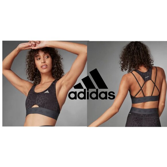 adidas Other - NEW Adidas Aeroready Hyperglam Light Support Bra Women's SZ XL HM8638 BLACK